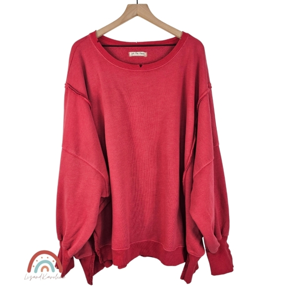New! FP We The Free Camden Sweatshirt in Dark Red NWT - Picture 4 of 14